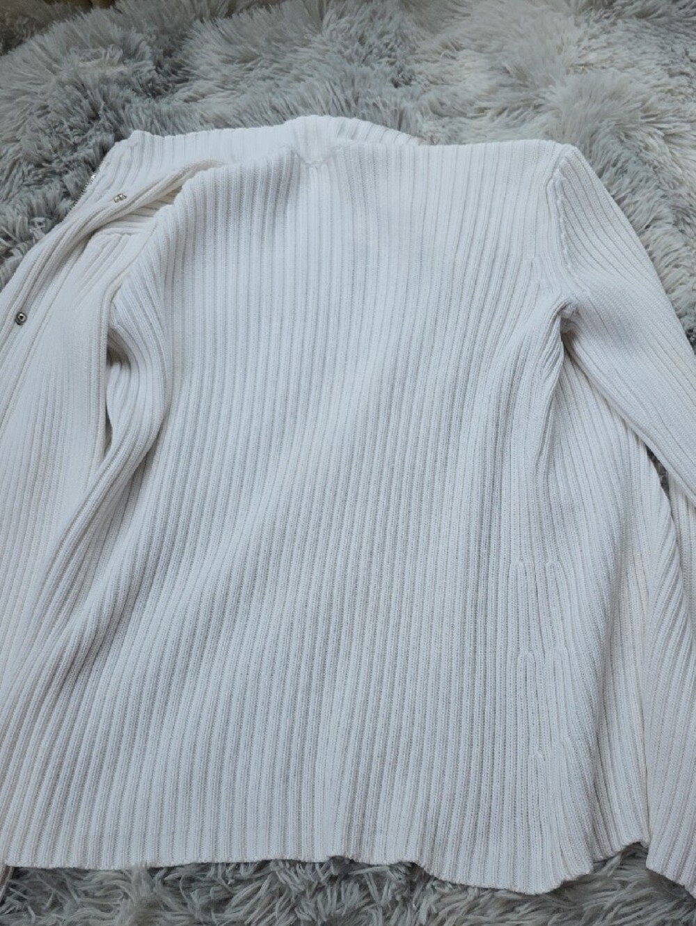 Moda International White Ribbed Button-Front Coat - Picture 7 of 8